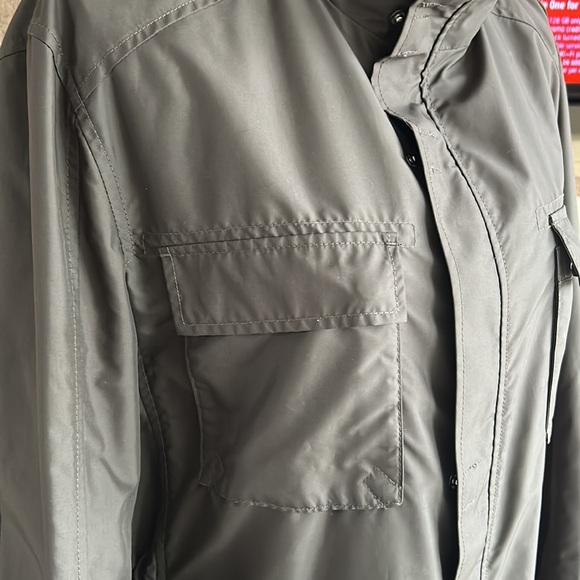 Cole Haan brown windbreaker lightweight jacket lambskin trim zip and snap close - Picture 3 of 16